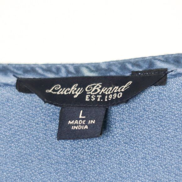 Lucky Brand Womens Tank Top Size‎ Large Blue Red Embellished Beaded Floral USA - Picture 3 of 9